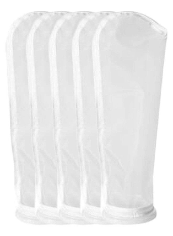 Honritone 5Pack Nylon Mesh Filter Socks 4 Inch Ring 50/75 / 100/200 / 300/400 Micron - by 14 Inch Long - Aquarium Filter Bags (400 Micron 4" x 14" Nylon Mesh Bag) - Image 1